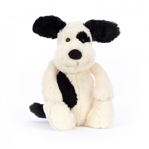 Jellycat Bashful Black & cremefarbenen Welpe Mittelgroß | ZEIC-32074