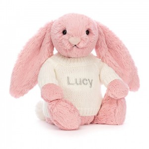 Jellycat Bashful Petal Hase mit personalisiertem cremefarbenen Pullover Mittelgroß | TEOV-58132