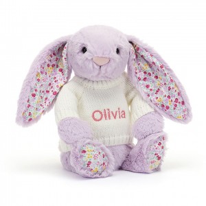 Jellycat Blossom Jasmine Hase mit personalisiertem cremefarbenen Pullover Mittelgroß | PWVZ-83724