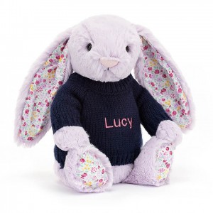 Jellycat Blossom Jasmine Hase mit personalisiertem marineblauem Pullover Mittelgroß | OCIZ-30946