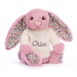 Jellycat Blossom Tulip Hase mit personalisiertem cremefarbenen Pullover Mittelgroß | JHPE-49802