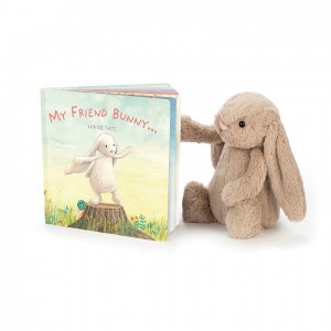 Jellycat My Friend Hase Buch and Bashful Beige Hase Mittelgroß | MKYE-41876