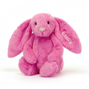 Jellycat Personalised Bashful Hot Pink Hase Mittelgroß | FQXN-18469