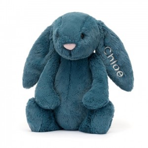 Jellycat Personalised Bashful Mineral Blue Hase Mittelgroß | XYAF-17563