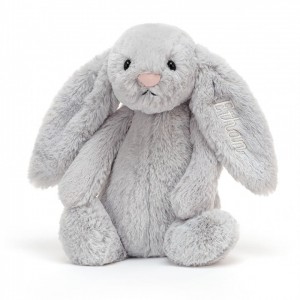 Jellycat Personalised Bashful Silver Hase Mittelgroß | OCAT-38059