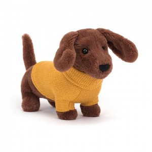 Jellycat Sweater Sausage Hund Yellow | LSGK-59643