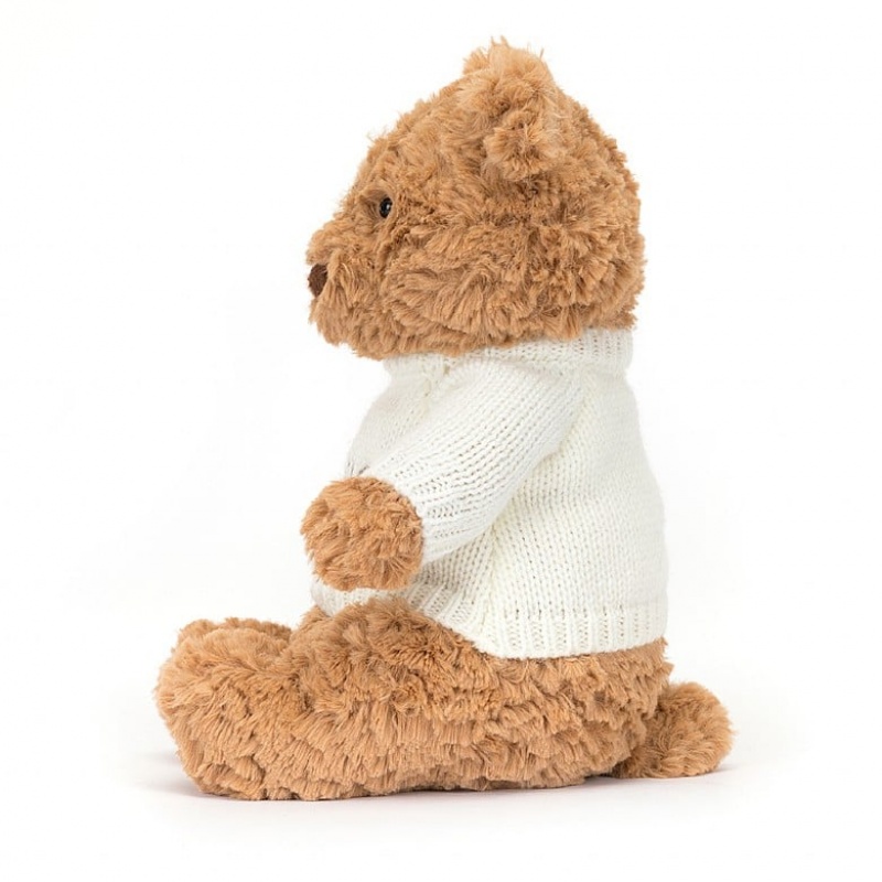 Jellycat Bartholomew Bär mit personalisiertem cremefarbenen Pullover Mittelgroß | DOLI-72034