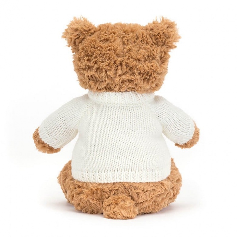 Jellycat Bartholomew Bär mit personalisiertem cremefarbenen Pullover Mittelgroß | DOLI-72034