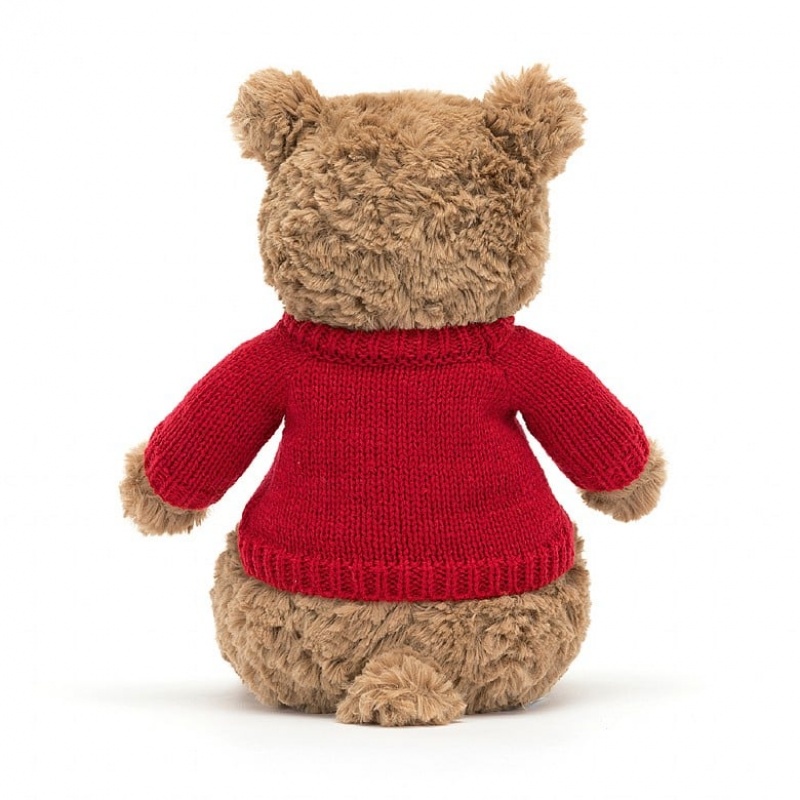 Jellycat Bartholomew Bär mit personalisiertem roten Pullover Mittelgroß | KWEP-36589