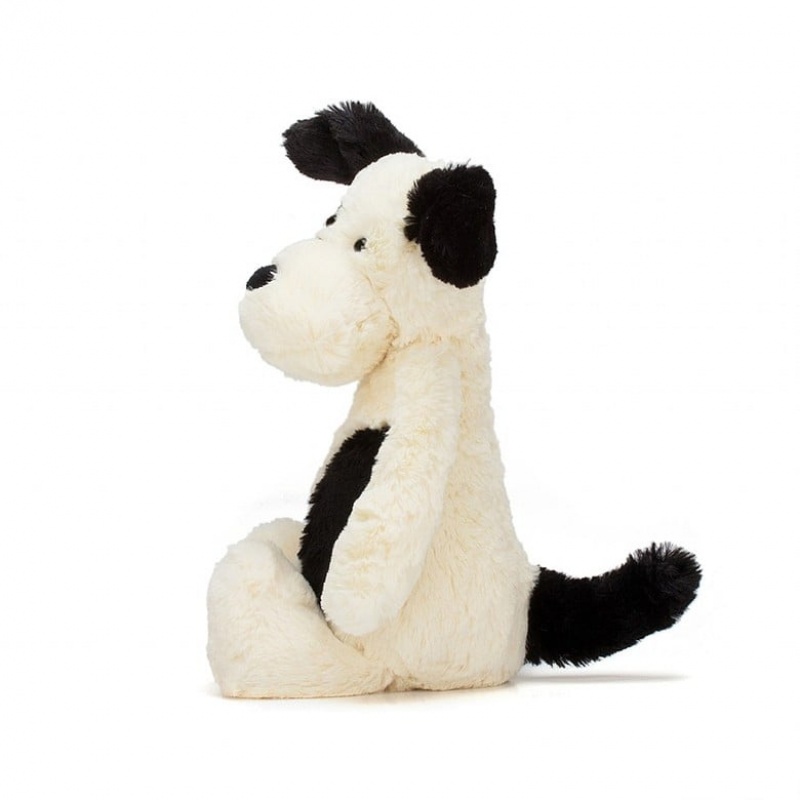 Jellycat Bashful Black & cremefarbenen Welpe Mittelgroß | DUGV-87469