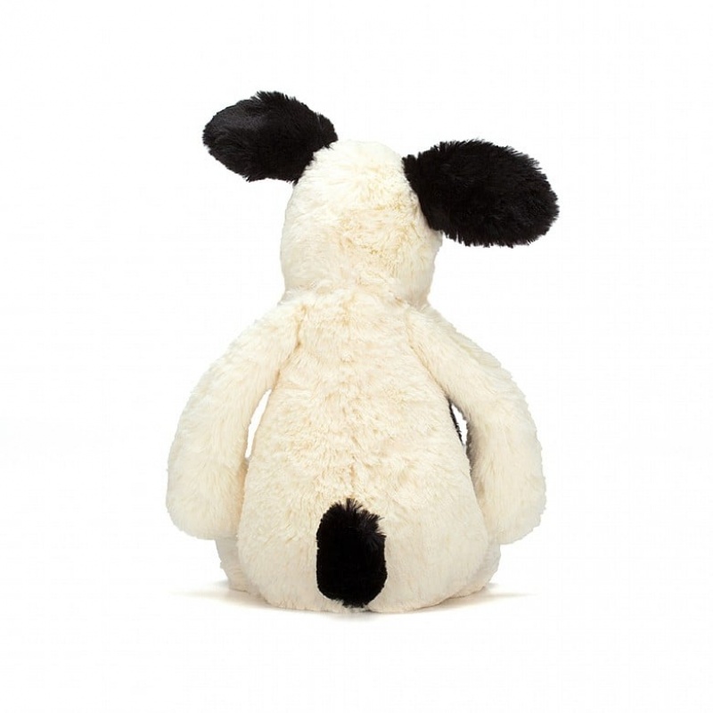 Jellycat Bashful Black & cremefarbenen Welpe Mittelgroß | DUGV-87469