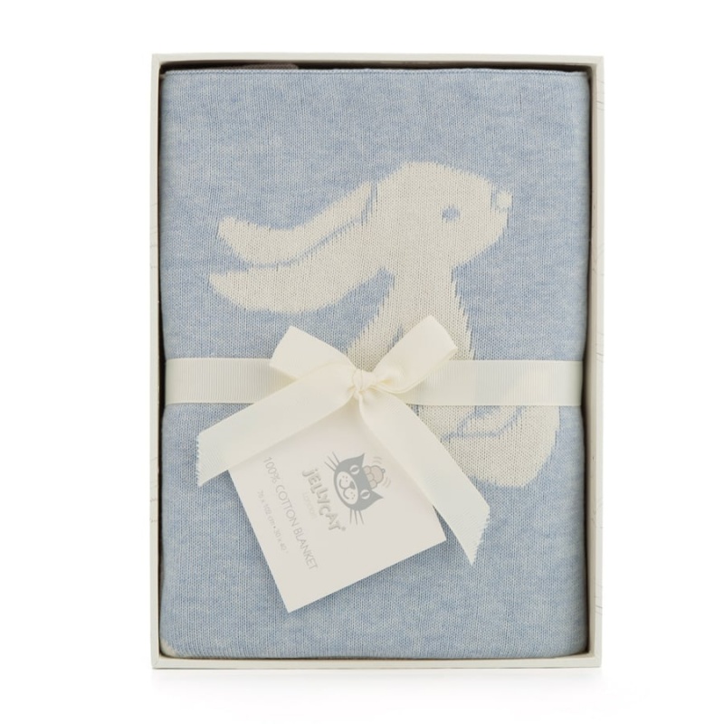 Jellycat Bashful Blue Hase Decke | YPNX-65210