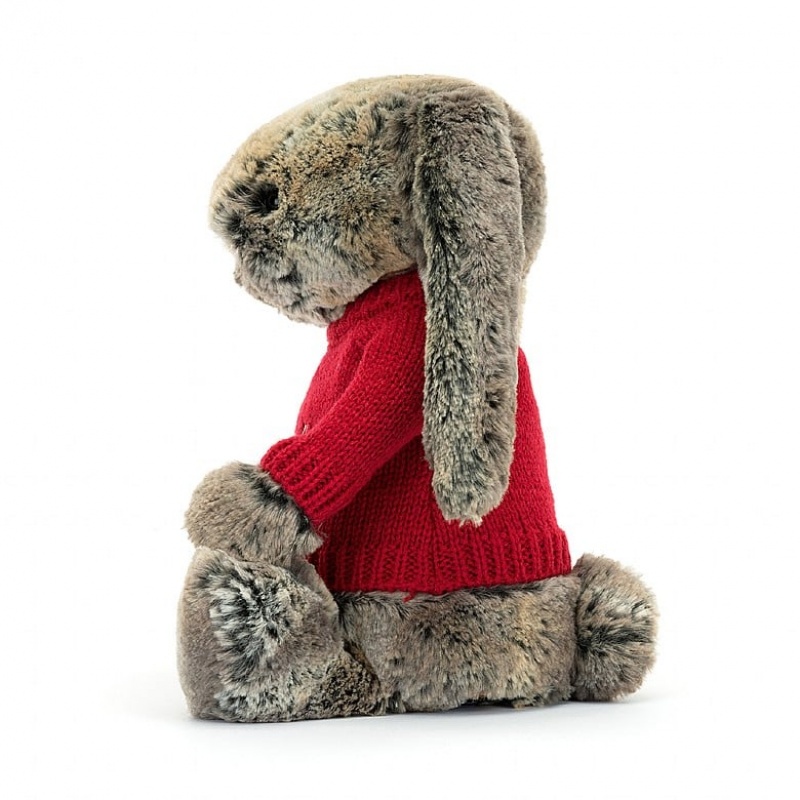 Jellycat Bashful Cottontail Hase mit personalisiertem roten Pullover Mittelgroß | VDGZ-10485