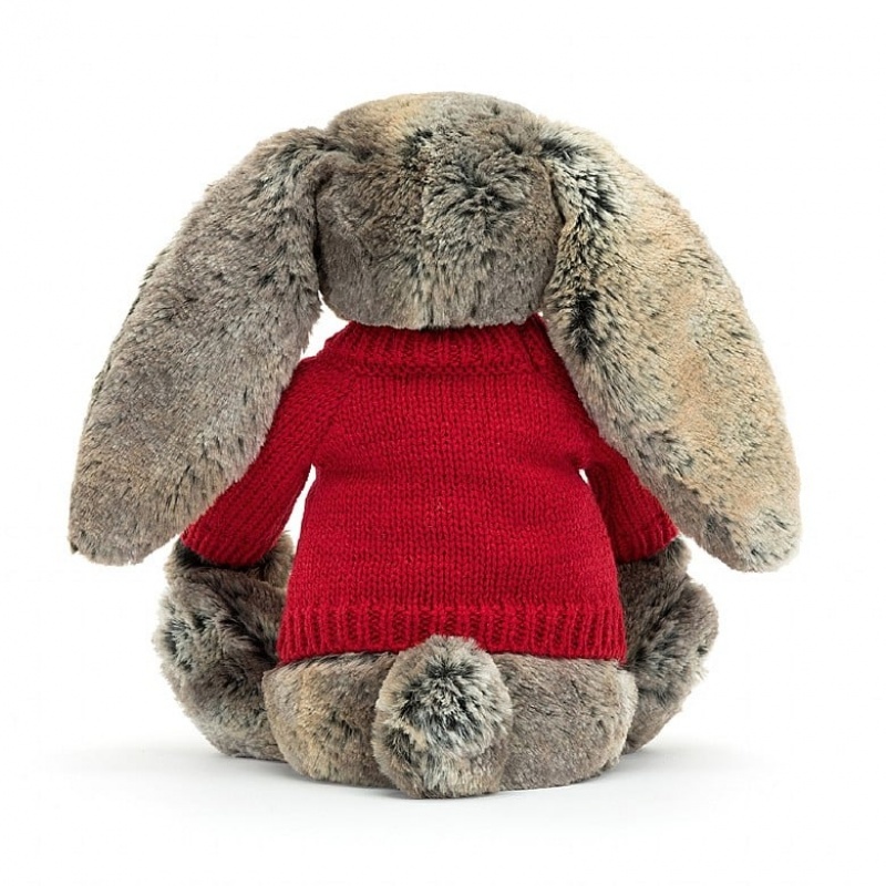 Jellycat Bashful Cottontail Hase mit personalisiertem roten Pullover Mittelgroß | VDGZ-10485