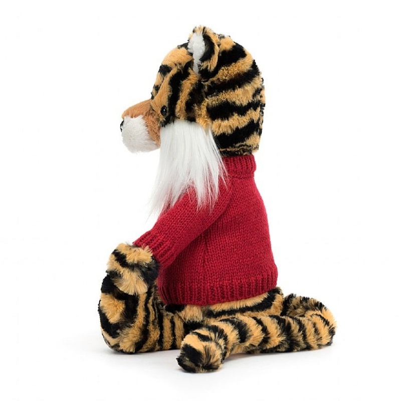 Jellycat Bashful Tiger mit personalisiertem roten Pullover Mittelgroß | CLVE-61539