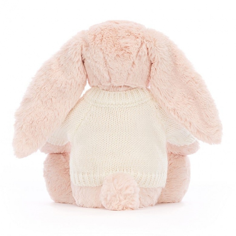 Jellycat Blossom Blush Hase mit personalisiertem cremefarbenen Pullover Mittelgroß | IUVD-93470