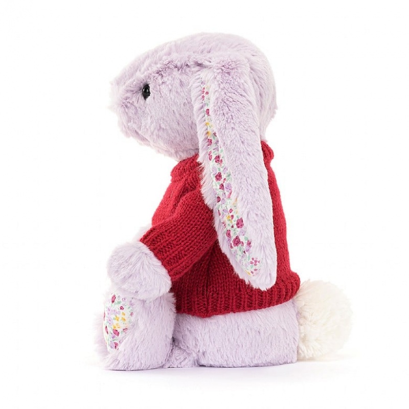 Jellycat Blossom Jasmine Hase mit personalisiertem roten Pullover Mittelgroß | GAQT-96430