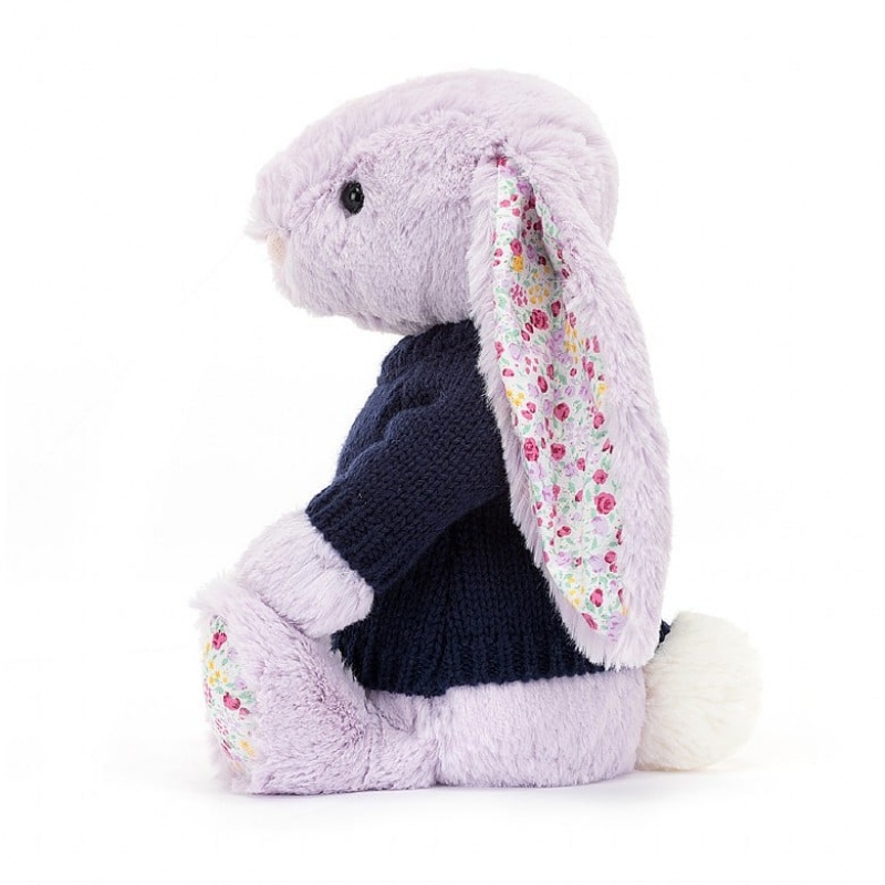 Jellycat Blossom Jasmine Hase mit personalisiertem marineblauem Pullover Mittelgroß | OCIZ-30946