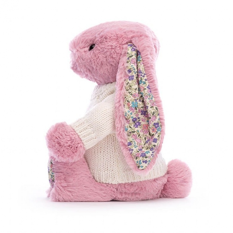 Jellycat Blossom Tulip Hase mit personalisiertem cremefarbenen Pullover Mittelgroß | RHQN-59047