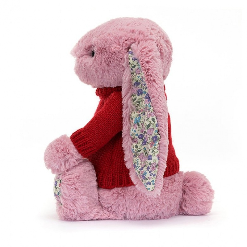 Jellycat Blossom Tulip Hase mit personalisiertem roten Pullover Mittelgroß | GHZV-07836