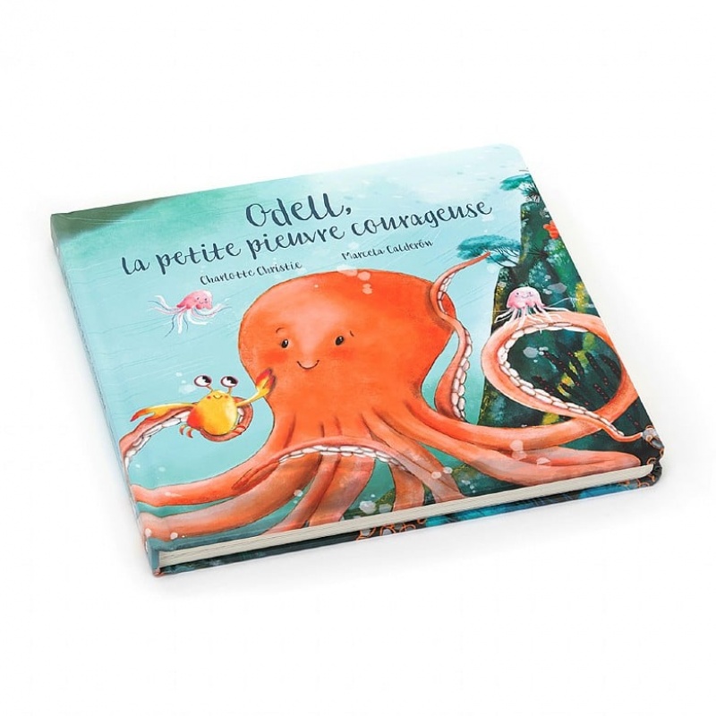 Jellycat Odell La Petite Pieuvre Courageuse Livre | LQGU-62973