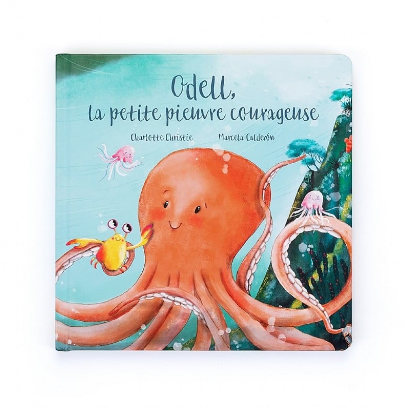 Jellycat Odell La Petite Pieuvre Courageuse Livre | LQGU-62973