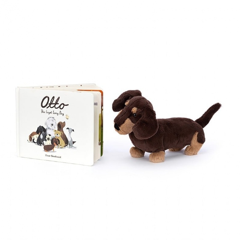 Jellycat Otto the Loyal Long Hund Buch and Otto Sausage Hund Groß | YBCG-75346