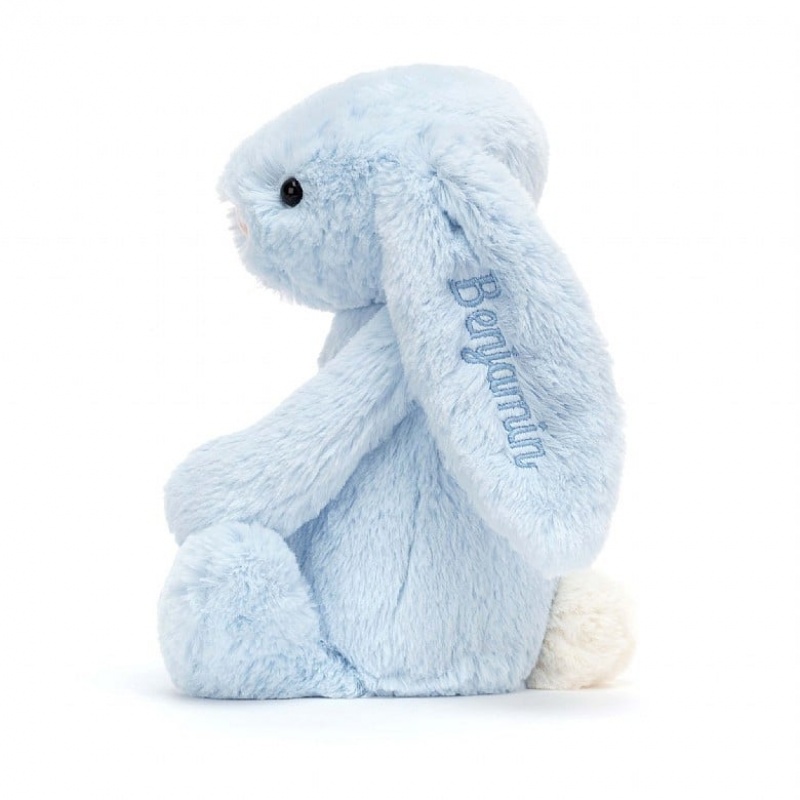 Jellycat Personalised Bashful Blue Hase Mittelgroß | CHEX-09345