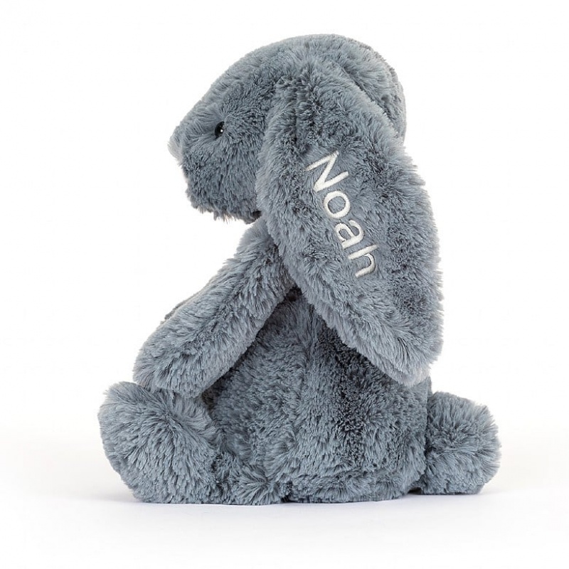 Jellycat Personalised Bashful Dusky Blue Hase Mittelgroß | VEGU-63974