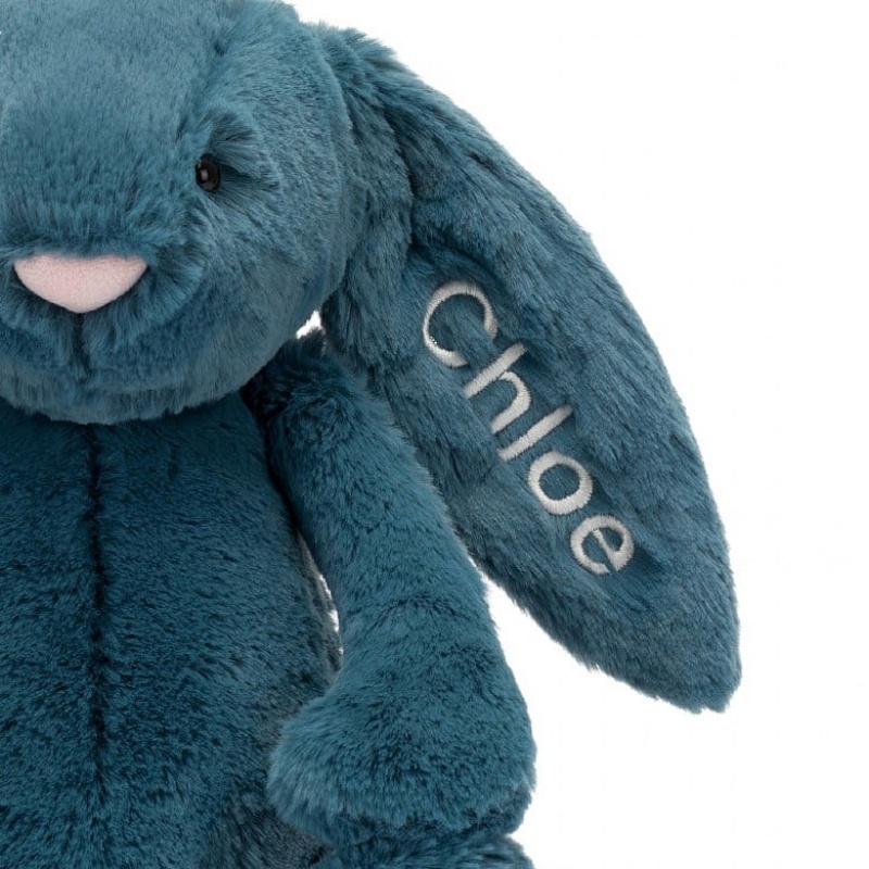 Jellycat Personalised Bashful Mineral Blue Hase Mittelgroß | XYAF-17563