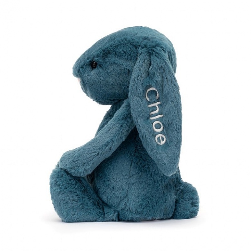 Jellycat Personalised Bashful Mineral Blue Hase Mittelgroß | XYAF-17563