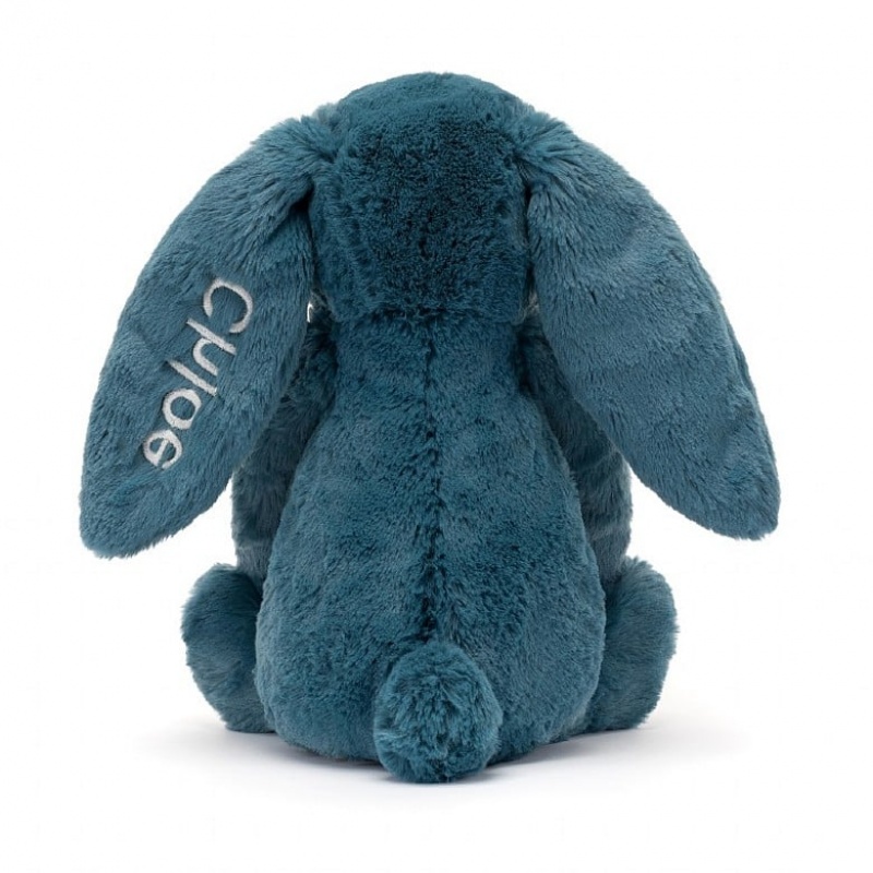 Jellycat Personalised Bashful Mineral Blue Hase Mittelgroß | XYAF-17563