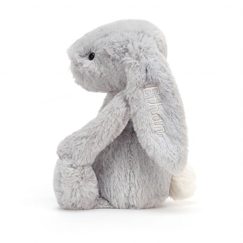 Jellycat Personalised Bashful Silver Hase Mittelgroß | OCAT-38059