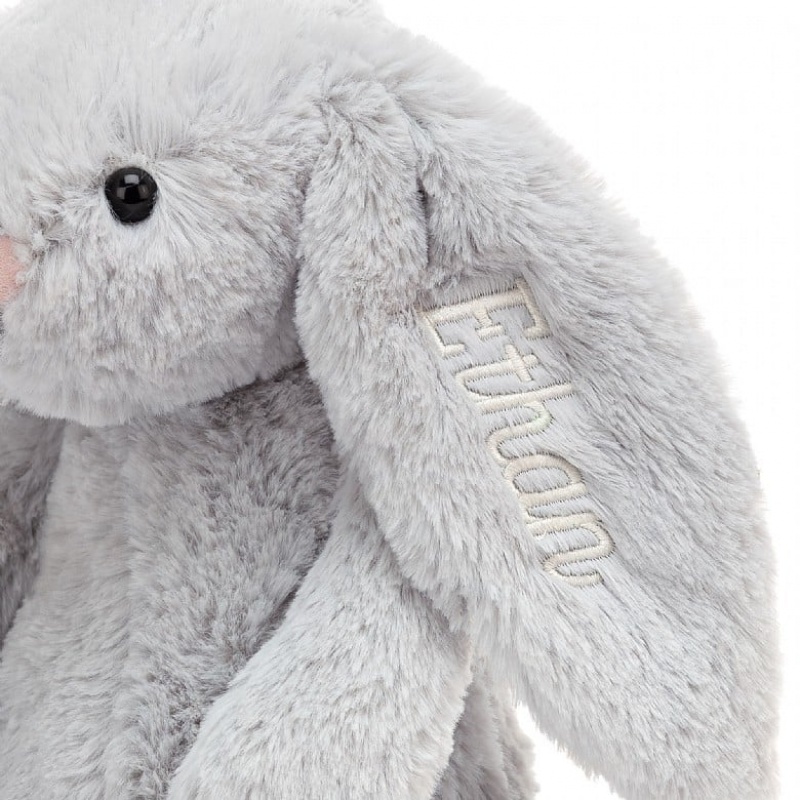 Jellycat Personalised Bashful Silver Hase Mittelgroß | OCAT-38059