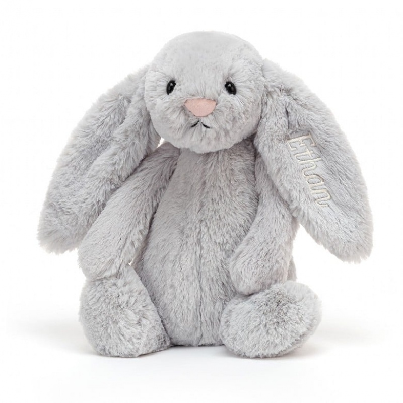 Jellycat Personalised Bashful Silver Hase Mittelgroß | OCAT-38059