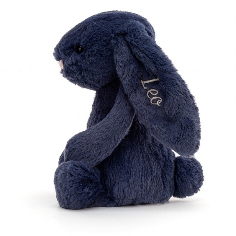 Jellycat Personalised Bashful marineblauem Hase Mittelgroß | HVYZ-35486