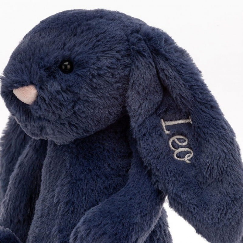 Jellycat Personalised Bashful marineblauem Hase Mittelgroß | HVYZ-35486