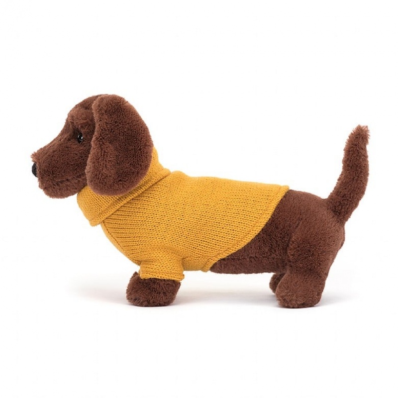 Jellycat Sweater Sausage Hund Yellow | LSGK-59643