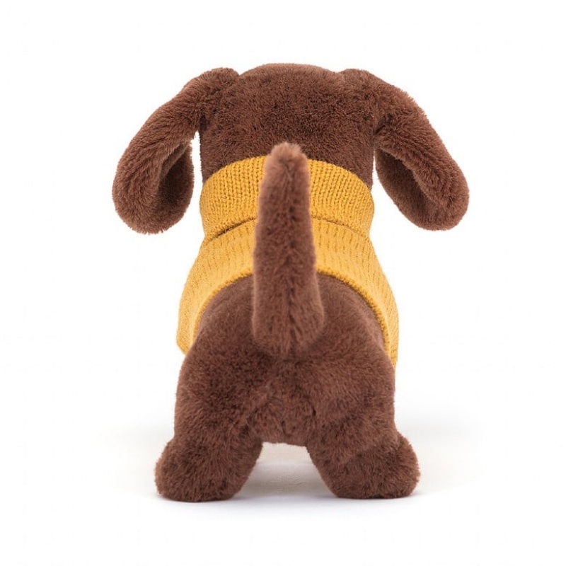 Jellycat Sweater Sausage Hund Yellow | LSGK-59643